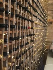 Wall of Wine in the Barrel Room